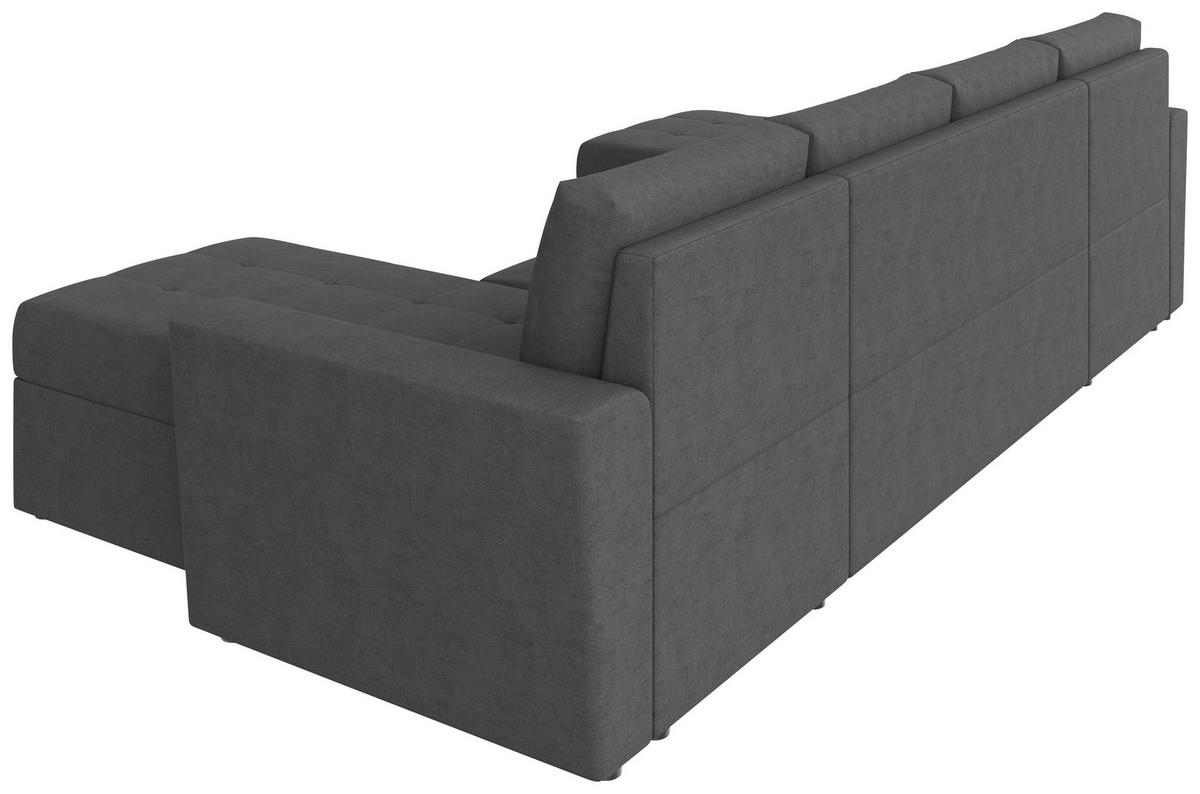 WOHNLANDSCHAFT TERMOLI in Jacquard Grau  - Schwarz/Grau, Design, Kunststoff/Textil (155/296/155cm) - MID.YOU