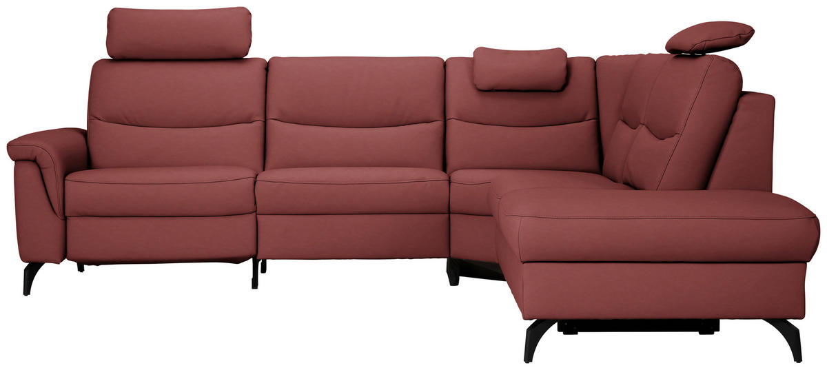 ECKSOFA in Echtleder Rot  280/249 cm  - Anthrazit/Rot, Design, Leder/Metall (280/249cm) - Himolla Komfortklass