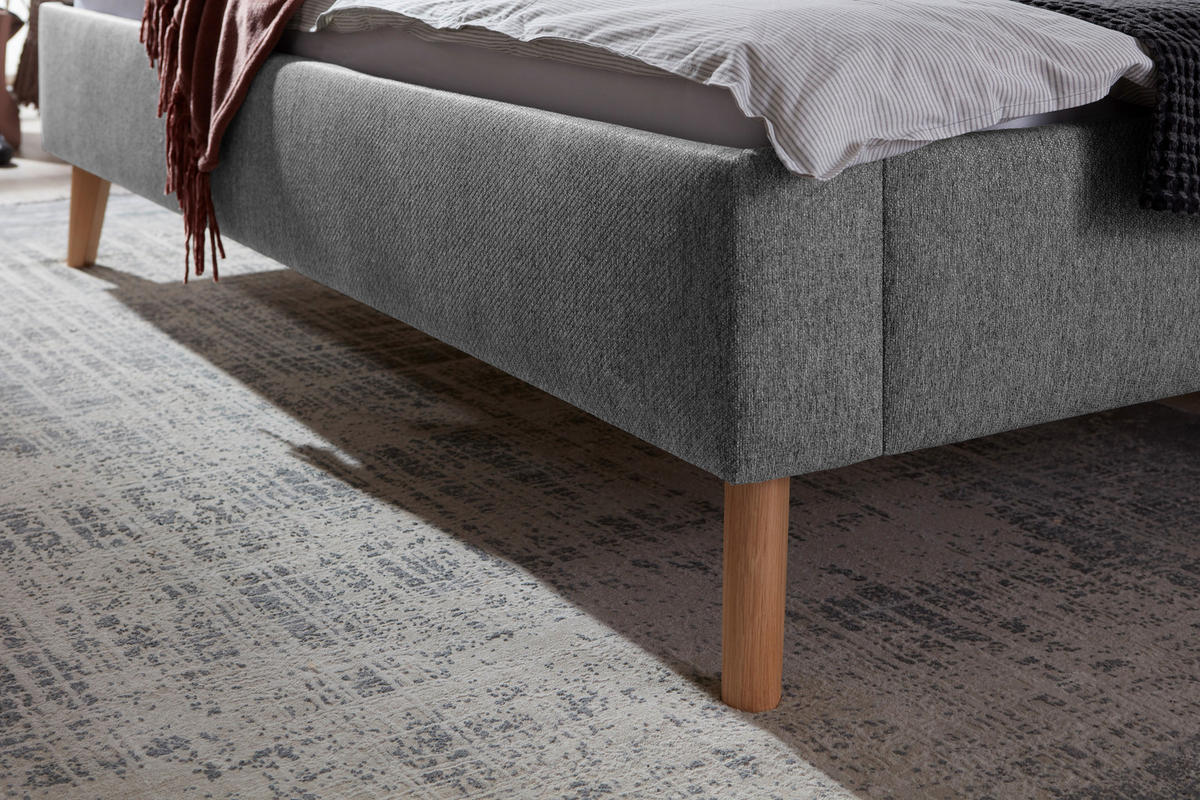 POLSTERBETT Grau 180/200 cm  - Eichefarben/Grau, Basics, Holz/Textil (180/200cm) - Boxxx