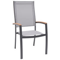STAPELSESSEL Eukalyptusholz Aluminium Grau, Hellgrau, Teakfarben  - Hellgrau/Grau, Design, Holz/Textil (58/108/64cm) - Ambia Garden