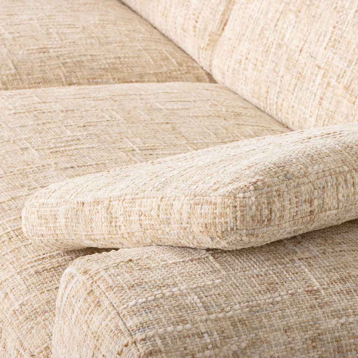 2-SITZER-SOFA Webstoff Beige  - Beige/Schwarz, Design, Textil/Metall (157/85/92cm) - Livetastic