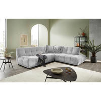 ECKSOFA ITALIA Hellblau Chenille  - Schwarz/Hellblau, MODERN, Kunststoff/Textil (284/250cm) - Livetastic