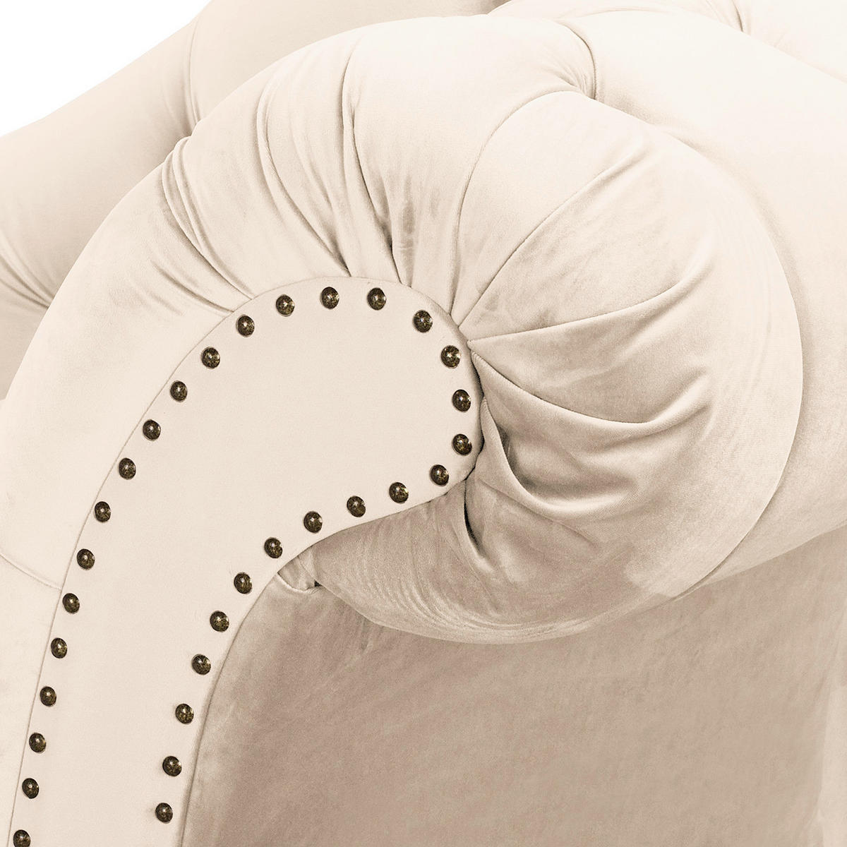 RÉCAMIERE Samt Creme  - Creme/Braun, Design, Holz/Textil (185/93/75cm) - Livetastic