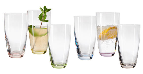 GLÄSERSET Viva Colori 6-teilig  - Blau/Gelb, Basics, Glas (350ml) - Novel