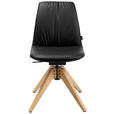 STUHL  in Echtleder pigmentiert Holz, Leder  - Eichefarben/Schwarz, Design, Leder/Holz (46/82,5-85,25/55cm) - Johann Jakob