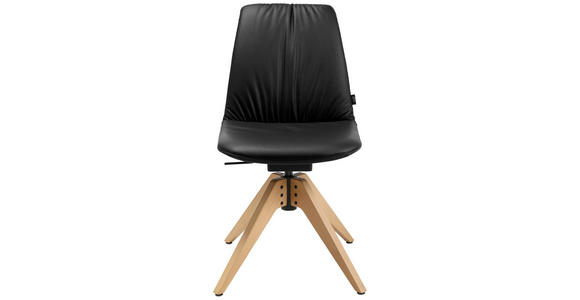 STUHL in Echtleder pigmentiert Holz, Leder - Eichefarben/Schwarz, Design, Leder/Holz (46/82,5-85,25/55cm) - Johann Jakob