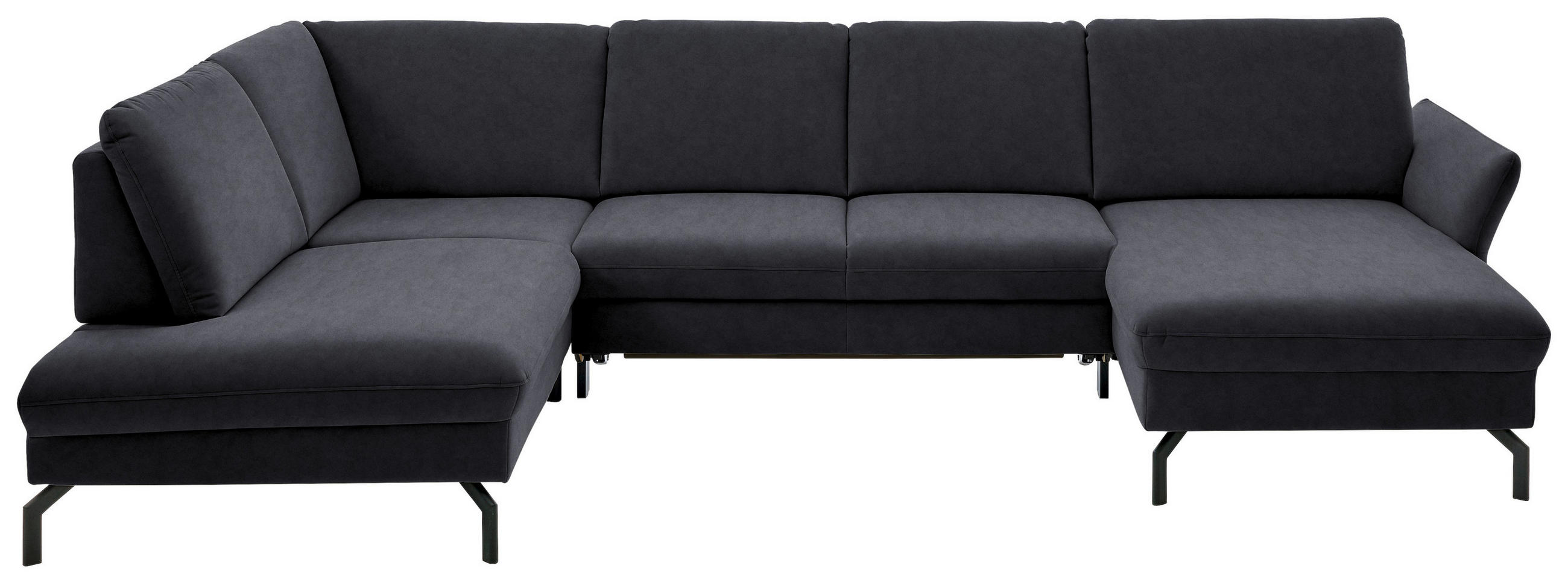 WOHNLANDSCHAFT in Velours Anthrazit  - Anthrazit/Schwarz, Design, Textil/Metall (220/335/179cm) - Beldomo System