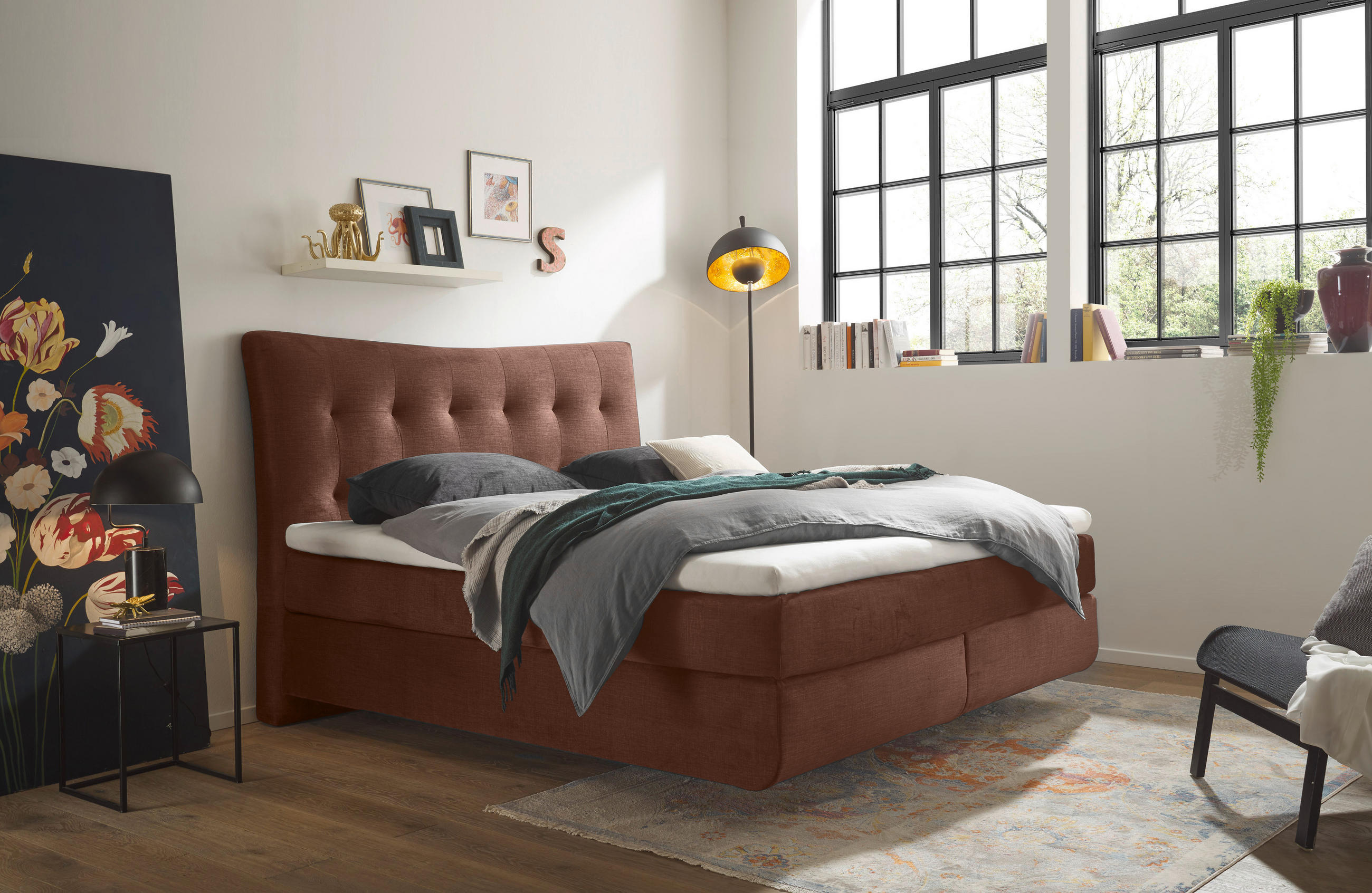 BOXSPRINGBETT 180/200 cm  in Kupferfarben  - Schwarz/Kupferfarben, Basics, Holzwerkstoff/Kunststoff (180/200cm) - Esposa