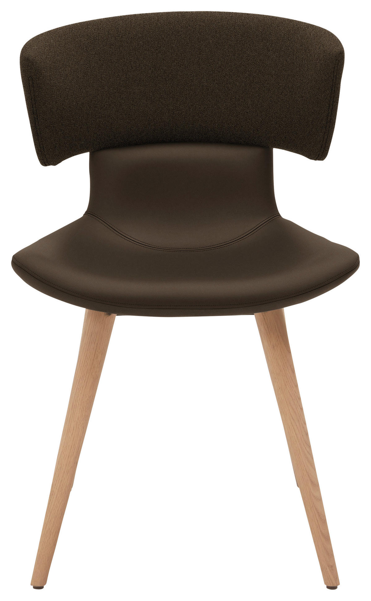 STUHL in Holz, Textil, Leder Braun, Eichefarben  - Eichefarben/Braun, Natur, Leder/Holz (54/82,5/58cm) - Voglauer