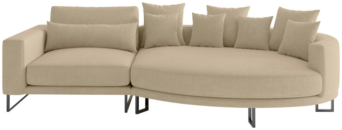 BIGSOFA Natalia Webstoff Beige  - Beige/Schwarz, Design, Textil/Metall (150/283cm) - Livetastic