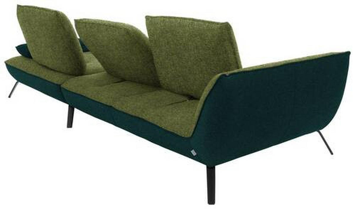 ECKSOFA in Flachgewebe Grün  - Schwarz/Grün, Design, Textil/Metall (301/191cm) - Moderano