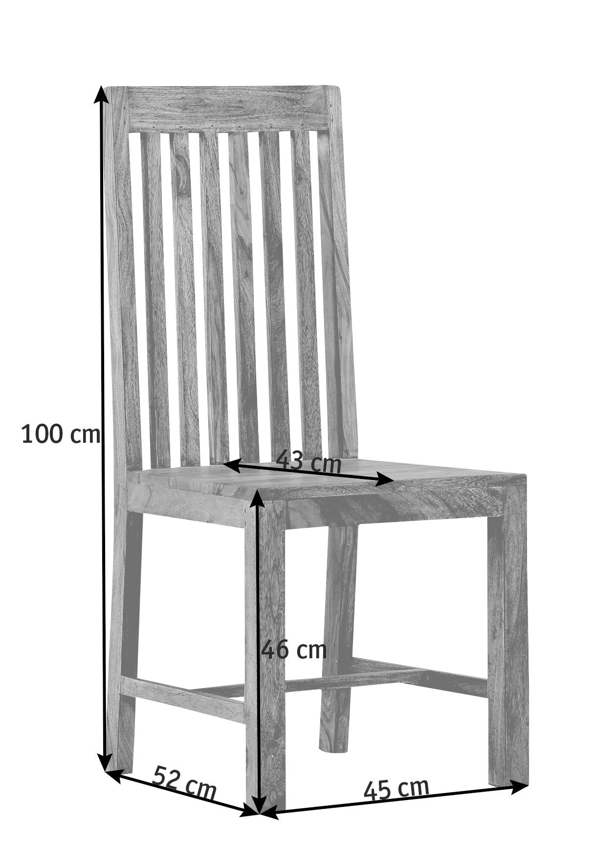 STUHL Sheesham massiv Naturfarben - Naturfarben, LIFESTYLE, Holz (45/100/46/52cm) - Landscape