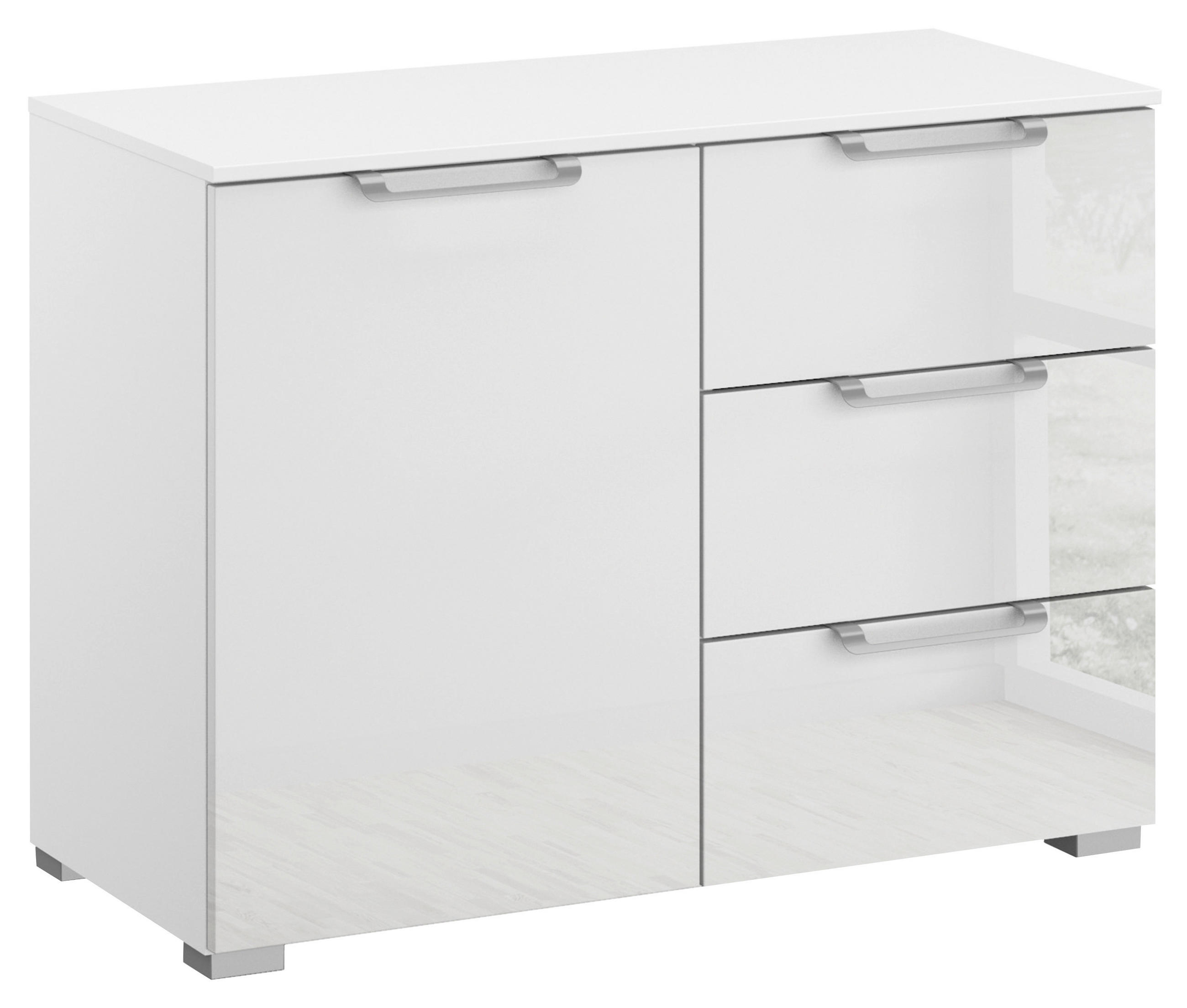 KOMMODE 80/61/42 cm Klar, Weiss  - Klar/Weiss, Design, Glas/Holzwerkstoff (80/61/42cm) - Novel