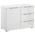 KOMMODE , 80/61/42 cm, 3 Schublade(n)  - Klar/Silberfarben, Design, Glas/Holzwerkstoff (80/61/42cm) - Novel