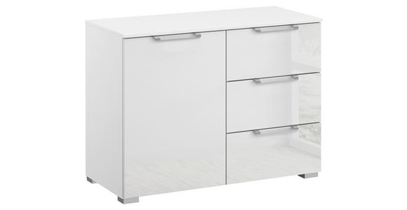 KOMMODE , 80/61/42 cm, 3 Schublade(n)  - Klar/Silberfarben, Design, Glas/Holzwerkstoff (80/61/42cm) - Novel