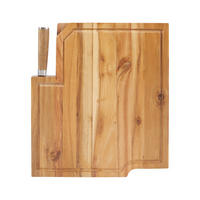 MESSERBLOCK 2-teilig  - Braun, Trend, Holz/Metall (35,8/41,5/3,5cm) - Echtwerk