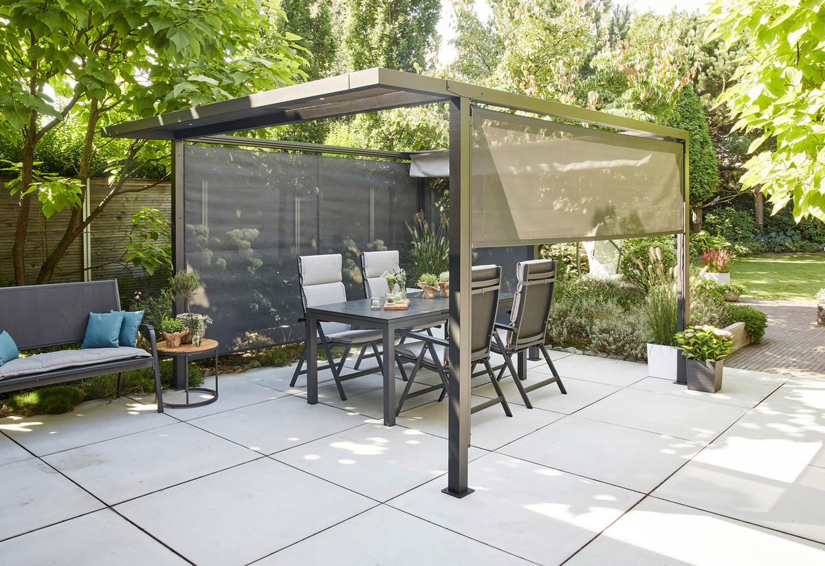 PAVILLON-ROLLO mit Seilzug 300/210/0,5 cm  - Anthrazit, Basics, Textil/Metall (300/210/0,5cm) - Siena Garden