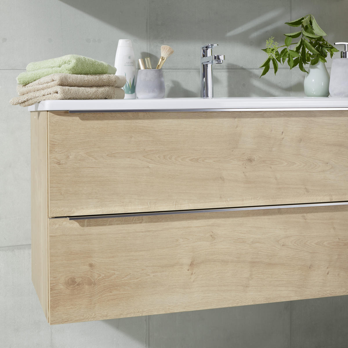 BADEZIMMER  in 105 cm  - Eichefarben/Weiß, Design, Keramik/Holzwerkstoff (105cm) - Novel