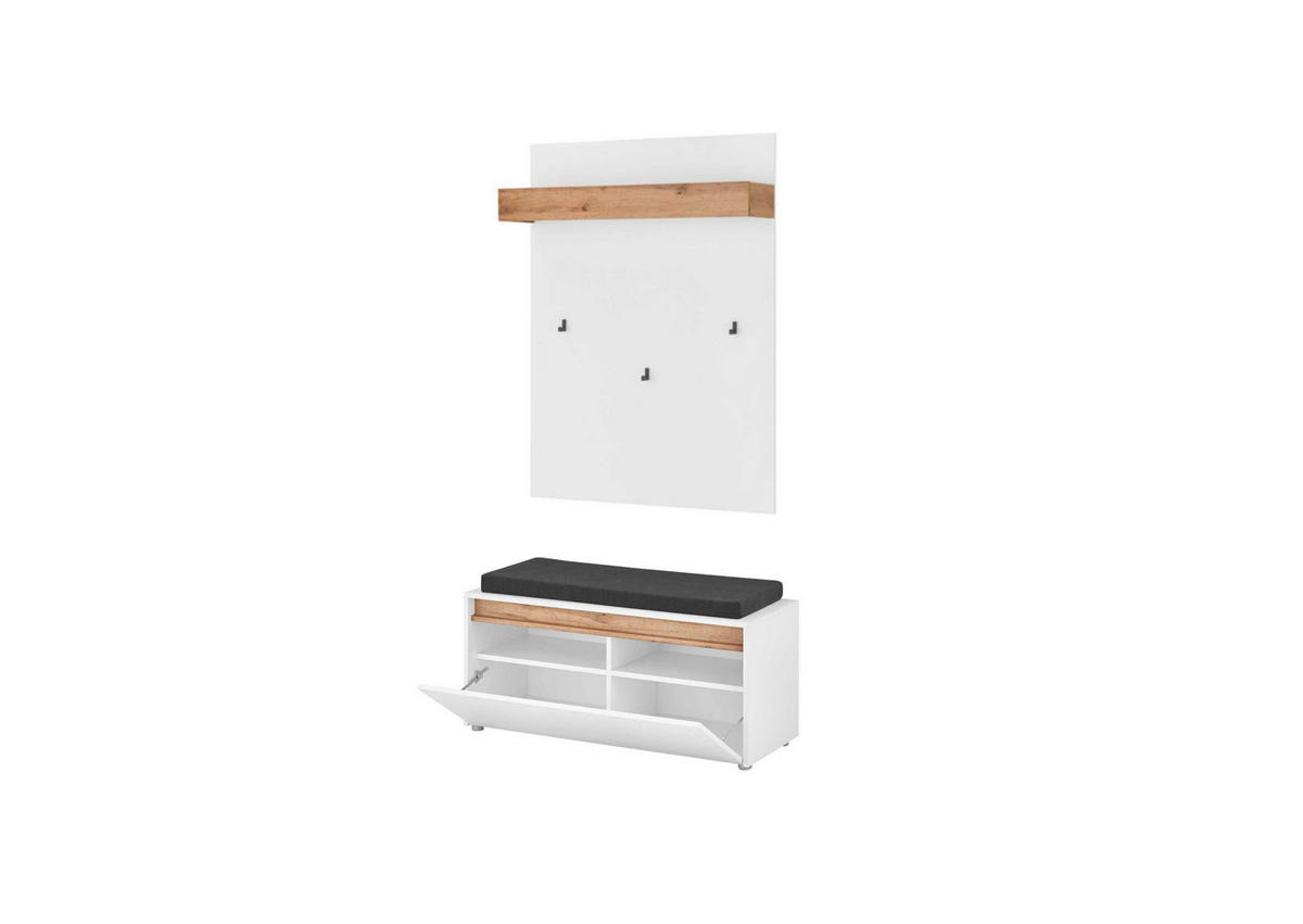 GARDEROBE 3-teilig  in 100/200/40 cm  - Eiche Wotan/Weiß, Design, Holzwerkstoff/Textil (100/200/40cm) - Modante