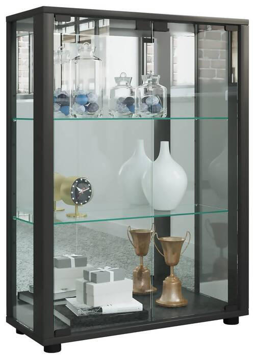 VITRINE in Schwarz  - Schwarz, MODERN, Glas/Holzwerkstoff (60/80/25cm) - MID.YOU