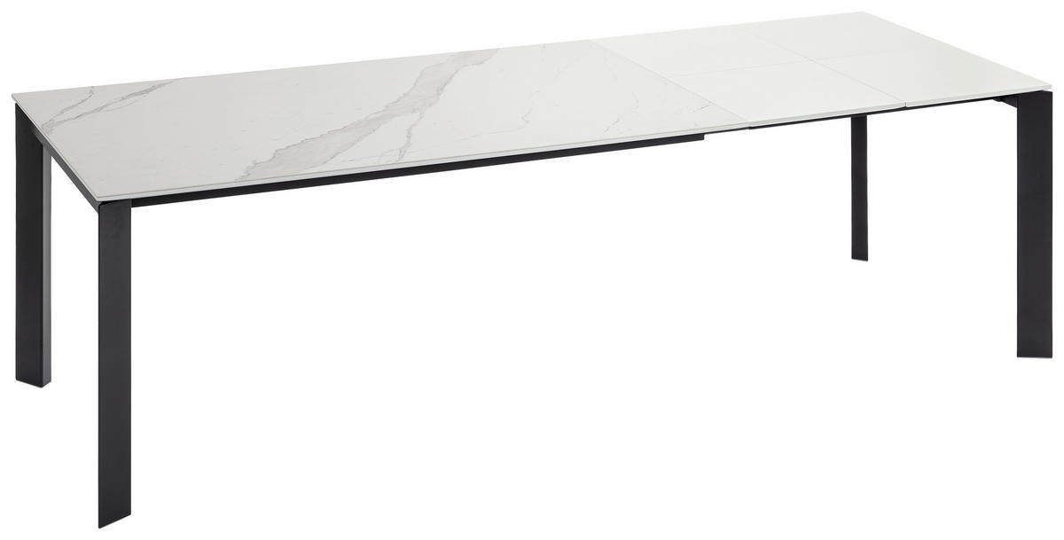 ESSTISCH in Metall, Keramik 160-250/90/75 cm  - Weiss/Schwarz, Design, Keramik/Metall (160-250/90/75cm) - Novel