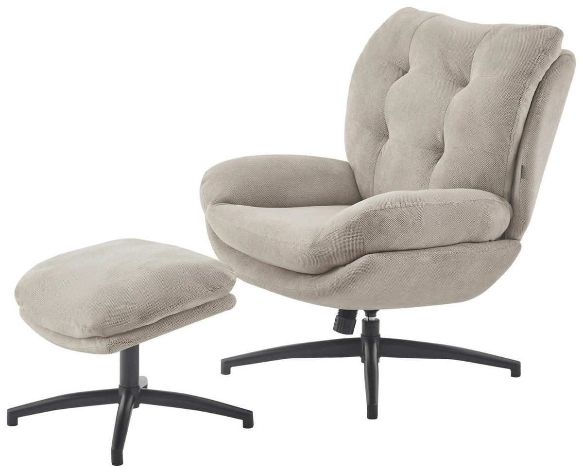RELAXSESSELSET Webstoff Hocker    - Taupe/Schwarz, Design, Textil/Metall (75/97/88cm) - Carryhome