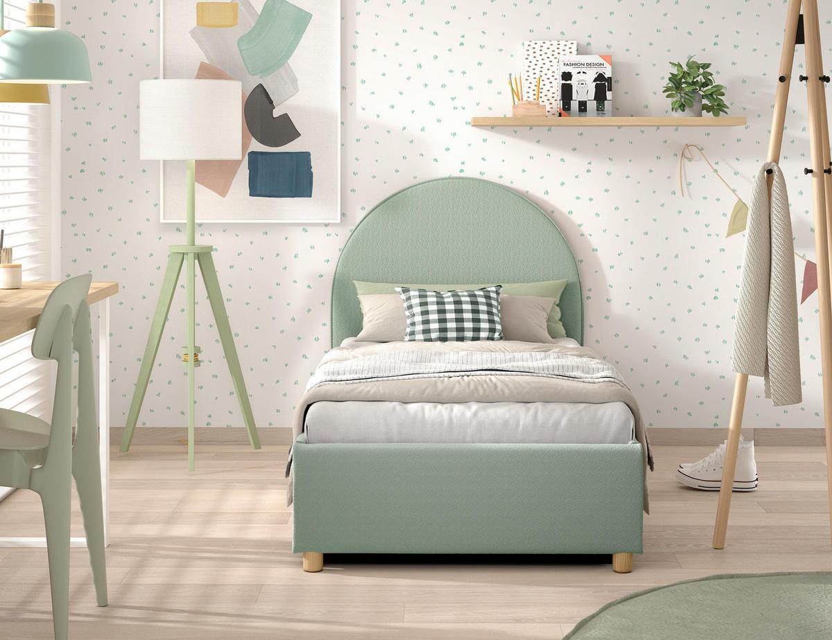 KINDER-/JUNIORBETT - Naturfarben/Grün, ROMANTIK / LANDHAUS, Holz/Textil (90/200cm) - Vipack