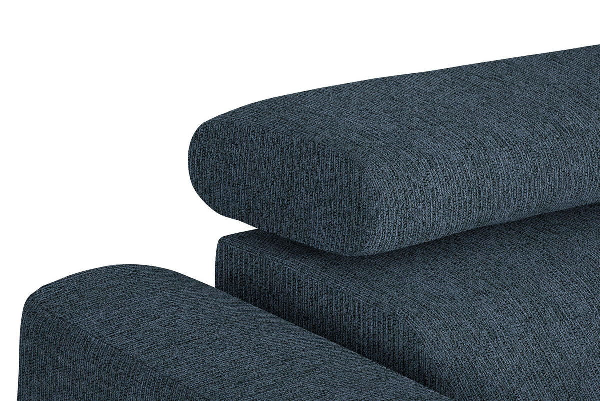 ECKSOFA in Webstoff Blau  - Blau/Schwarz, Design, Textil/Metall (280/205cm) - MID.YOU