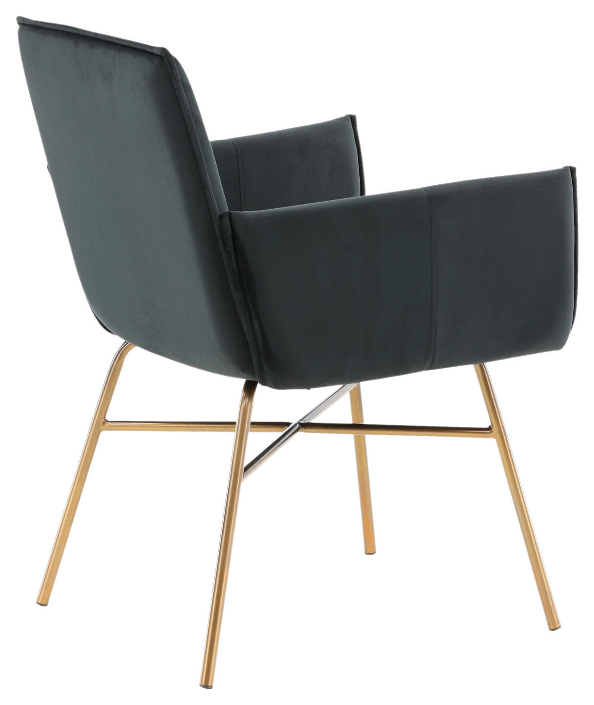 STUHL  in Stahl Samt Metall, Textil  - Messingfarben/Schwarz, Design, Textil/Metall (57/87/60cm) - Livetastic
