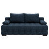 SCHLAFSOFA in Velours Dunkelblau  - Schwarz/Dunkelblau, KONVENTIONELL, Kunststoff/Textil (209/96/100cm) - Stylife