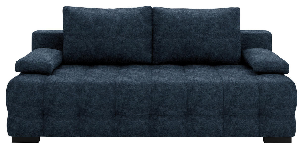 SCHLAFSOFA in Velours Dunkelblau  - Schwarz/Dunkelblau, KONVENTIONELL, Kunststoff/Textil (209/96/100cm) - Stylife