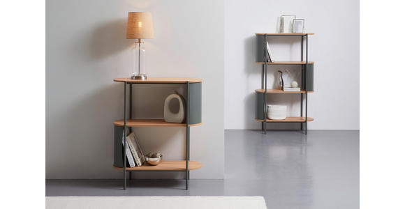 REGAL Grün, Naturfarben  - Naturfarben/Grün, Trend, Holzwerkstoff/Metall (80/95/33,8cm) - Xora