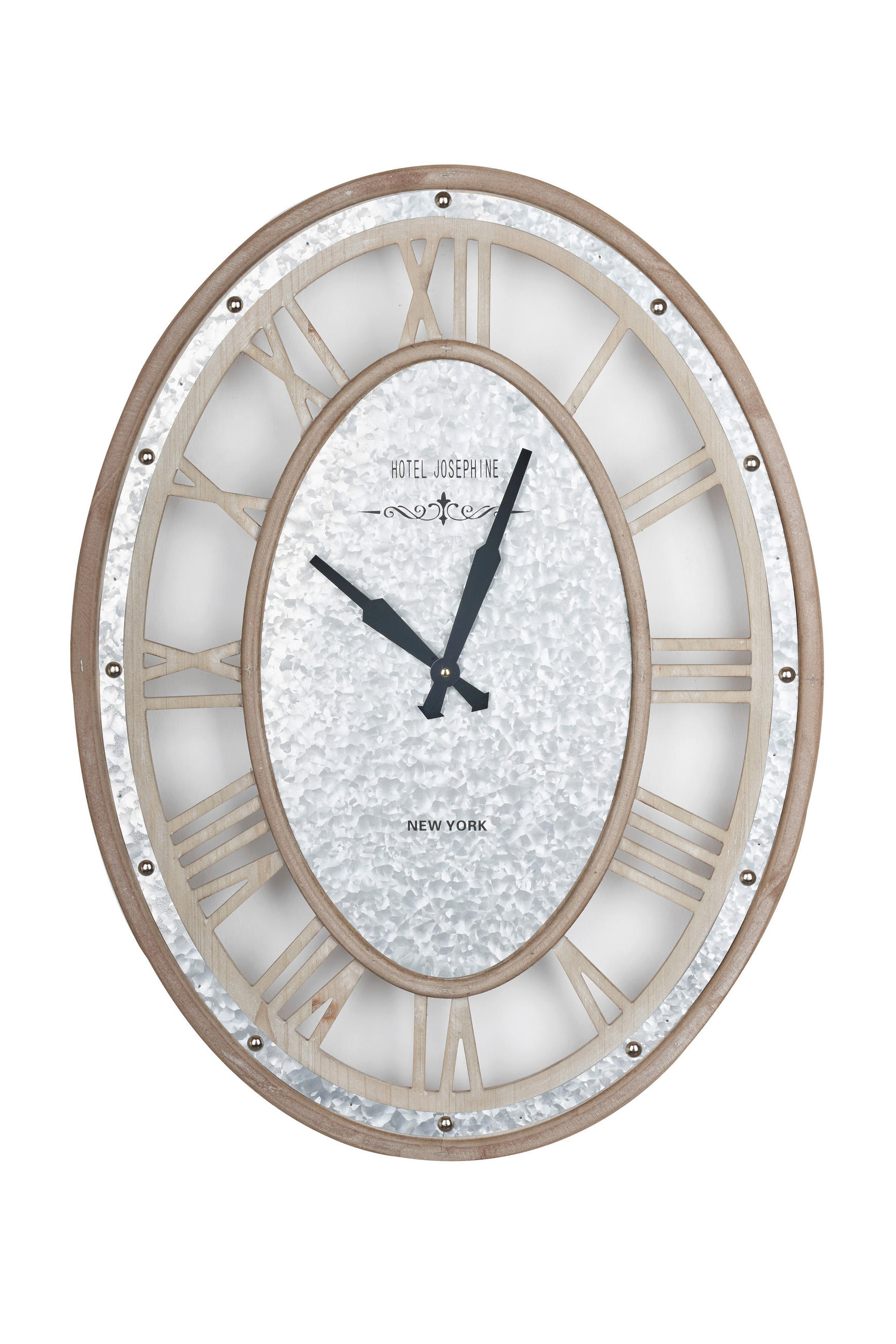 WANDUHR SOPHIA Silberfarben, Hellbraun  - Hellbraun/Silberfarben, Design, Holzwerkstoff/Metall (60/8/80cm)