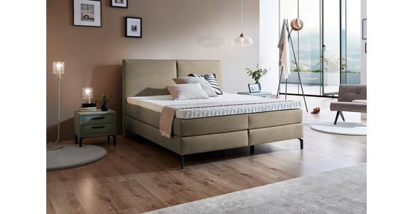 BOXSPRINGBETT 160/200 cm in Schlammfarben - Schlammfarben/Schwarz, KONVENTIONELL, Textil/Metall (160/200cm) - Dieter Knoll