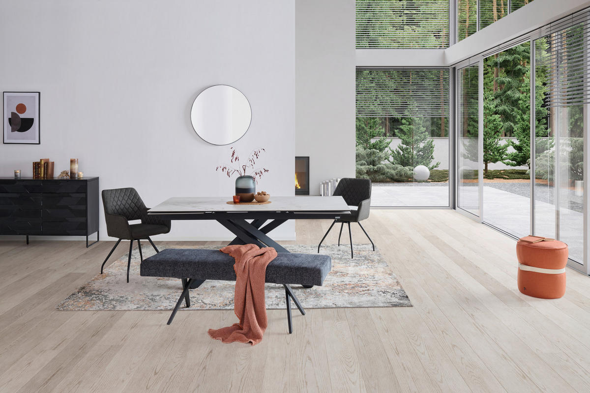 SITZBANK Metall, Textil Dunkelgrau  - Dunkelgrau/Schwarz, Konventionell, Textil/Metall (140/49/47cm) - MID.YOU