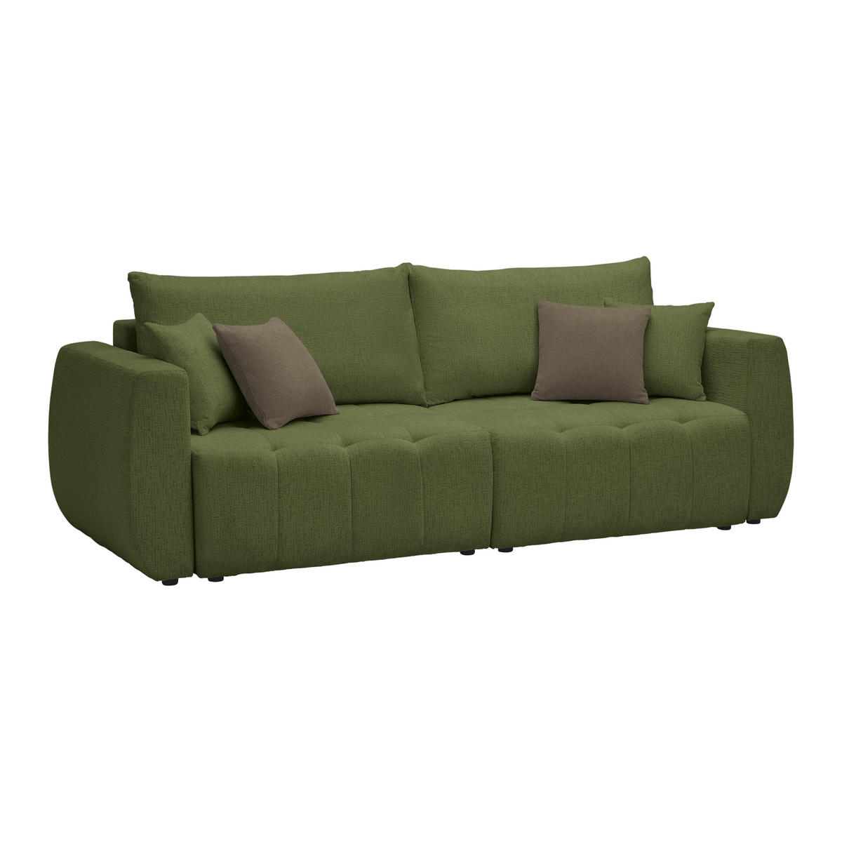 SCHLAFSOFA in Chenille, Jacquard Olivgrün  - Schwarz/Braun, Kunststoff/Textil (245/74-90/104cm) - MID.YOU