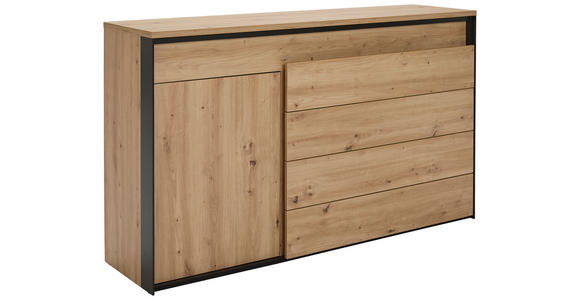 SIDEBOARD in 154/91/42 cm - Schwarz/Eiche Artisan, Design, Holzwerkstoff (154/91/42cm) - Hom`in