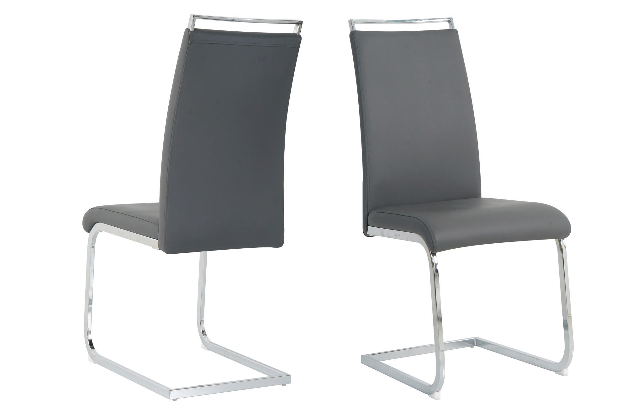 STUHL-SET 2 Stück  in Lederlook  - Silberfarben/Grau, Design, Kunststoff/Textil (42/101/58cm) - Livetastic