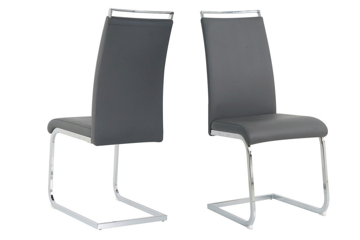 STUHL-SET 2 Stück  in Lederlook Kunststoff, Textil  - Silberfarben/Grau, Design, Kunststoff/Textil (42/101/58cm) - Livetastic