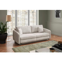 SCHLAFSOFA INGRID  mit Plüsch Creme  - Creme/Schwarz, Design, Textil/Metall (230/100/103cm) - Livetastic