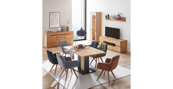 WOHNWAND  in  270/203/47 cm  - Anthrazit, KONVENTIONELL, Glas/Holz (270/203/47cm) - Linea Natura