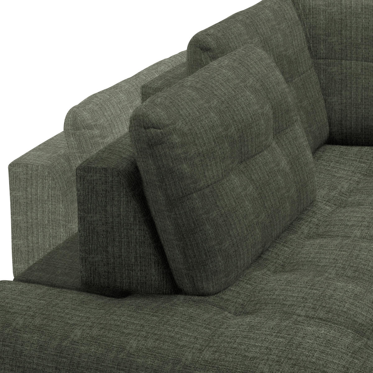 ECKSOFA in Flachgewebe, Leinenoptik Grün  208/247 cm  - Schwarz/Grün, Design, Textil/Metall (208/247cm) - Xora
