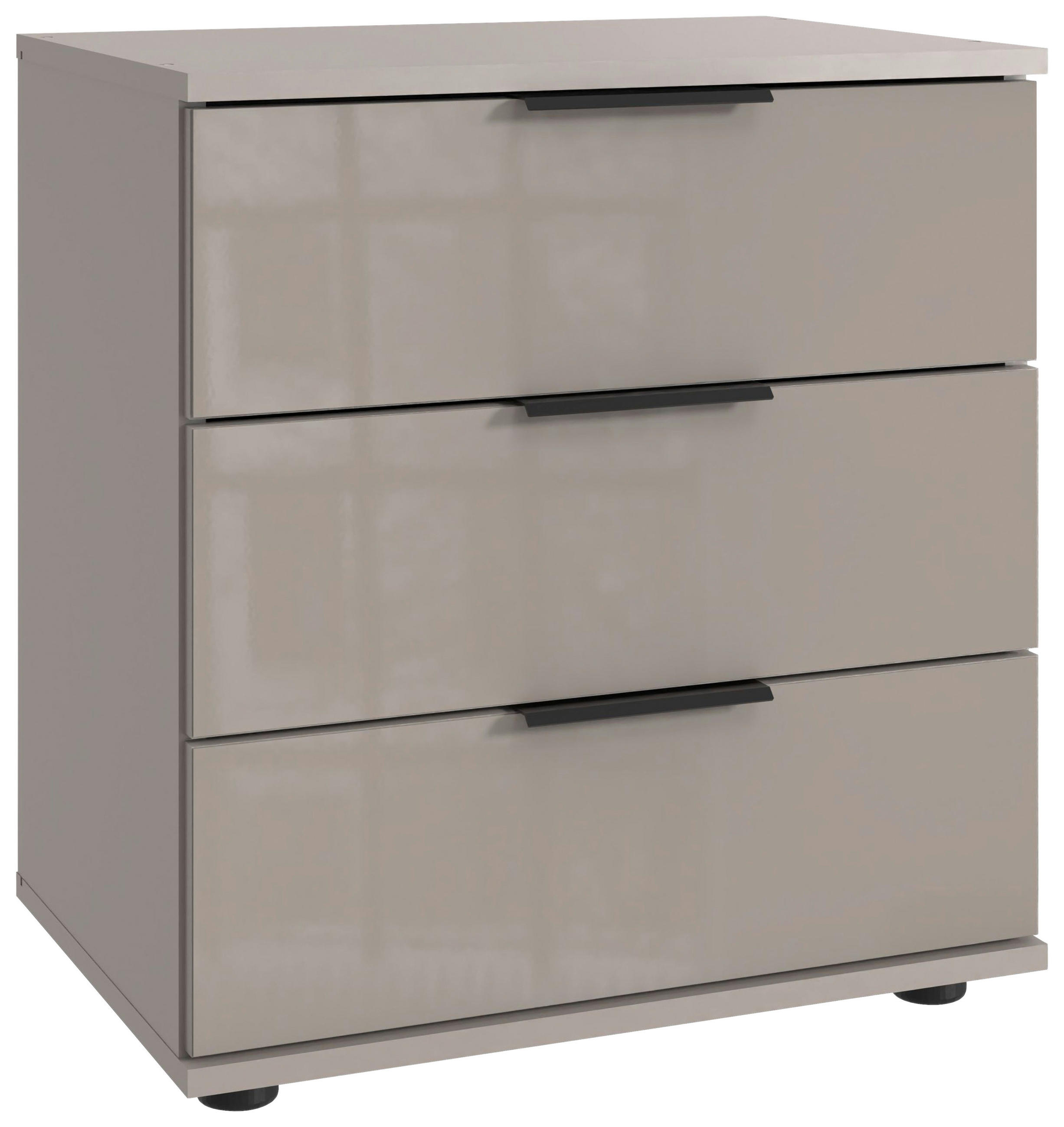 NACHTSCHRANK 52/58/38 cm  - Schwarz/Grau, KONVENTIONELL, Glas/Holzwerkstoff (52/58/38cm) - Boxxx