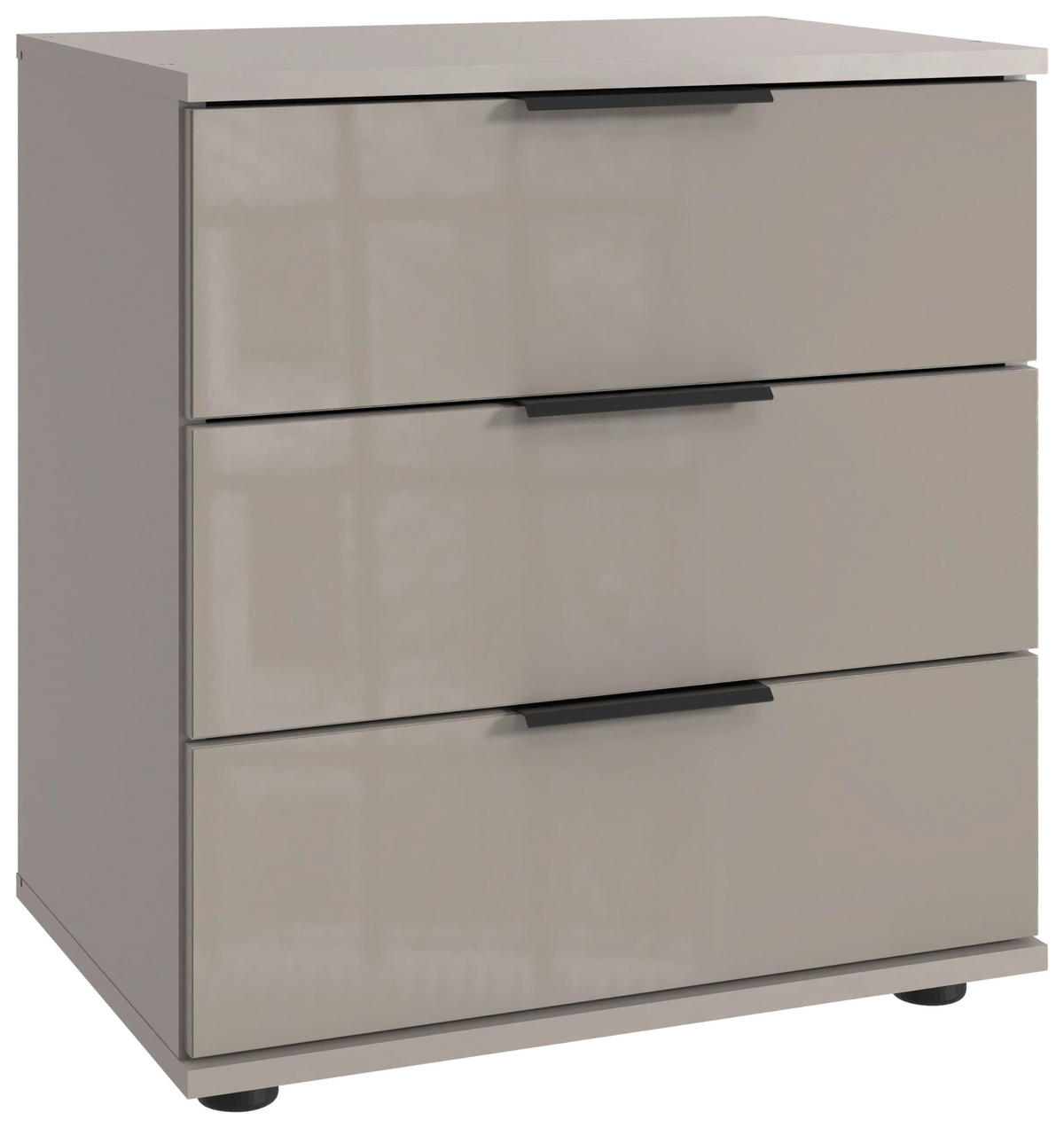 NACHTSCHRANK 52/58/38 cm  - Schwarz/Grau, KONVENTIONELL, Glas/Holzwerkstoff (52/58/38cm) - Boxxx