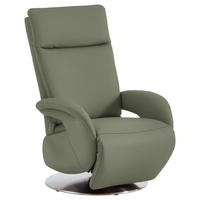 RELAXSESSEL in Leder Grün  - Edelstahlfarben/Grün, Design, Leder/Metall (70/108/80cm) - Cantus