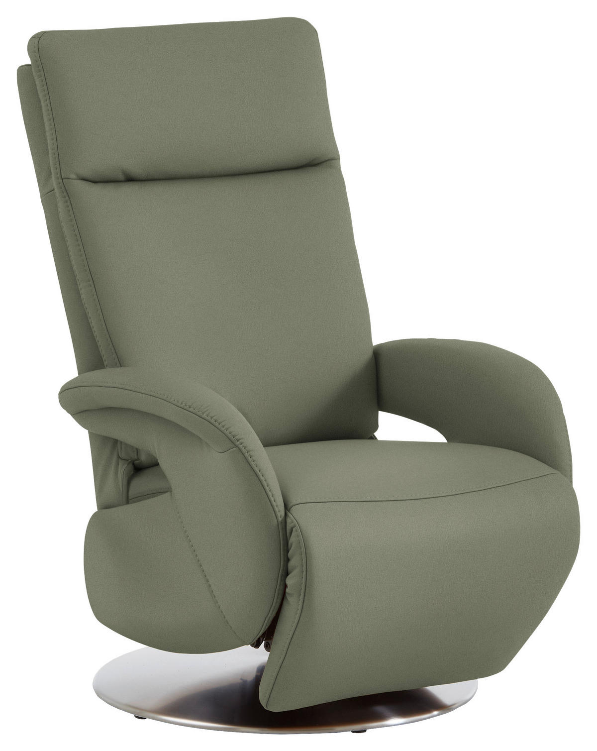 RELAXSESSEL in Leder Grün  - Edelstahlfarben/Grün, Design, Leder/Metall (70/108/80cm) - Cantus