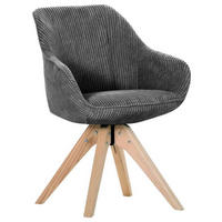 ARMLEHNSTUHL  in Cord  - Eichefarben/Grau, Design, Holz/Textil (60/83/65cm) - Landscape