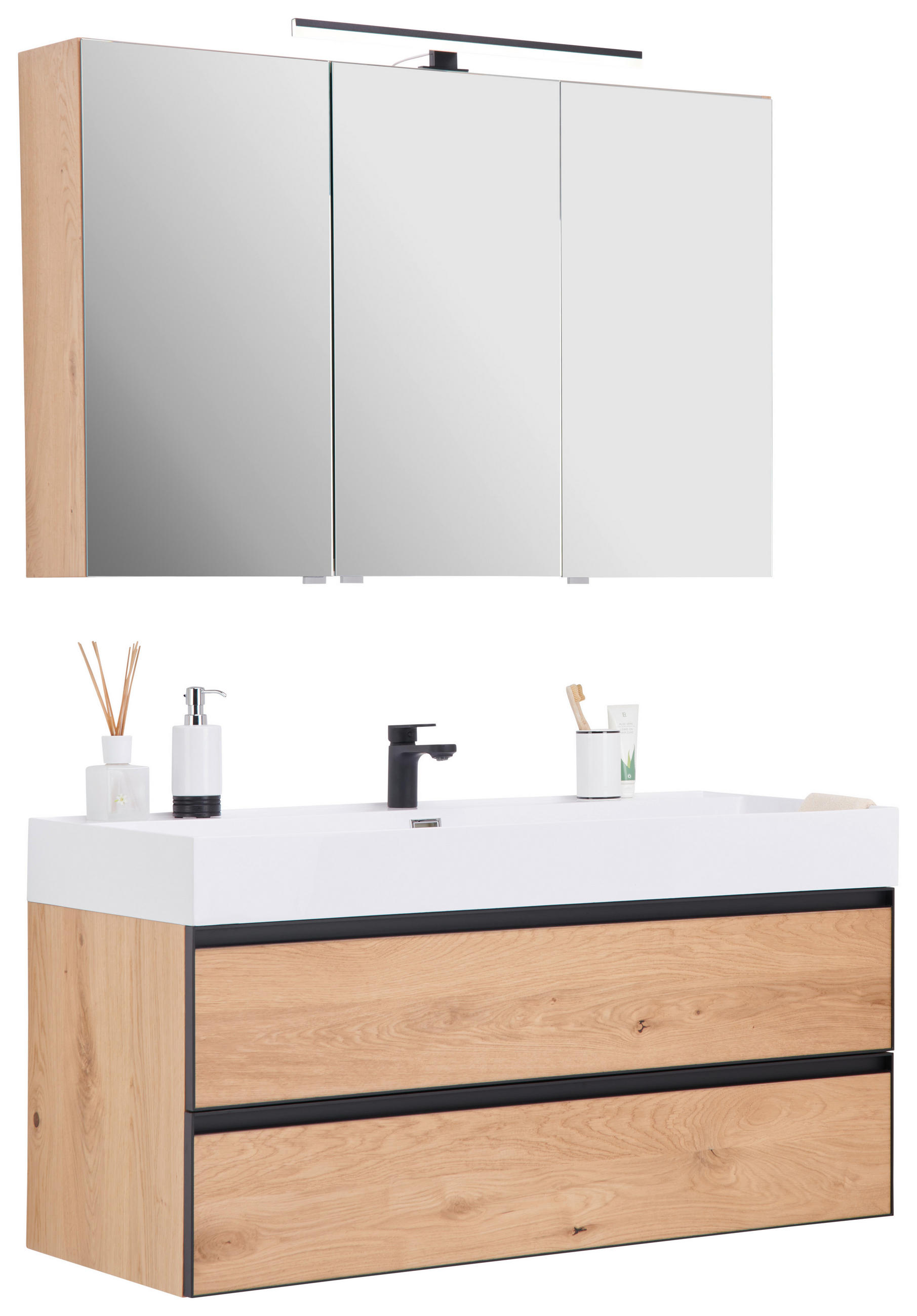 BADEZIMMER  in 120 cm  - Eichefarben/Schwarz, MODERN, Holz (120cm) - Dieter Knoll