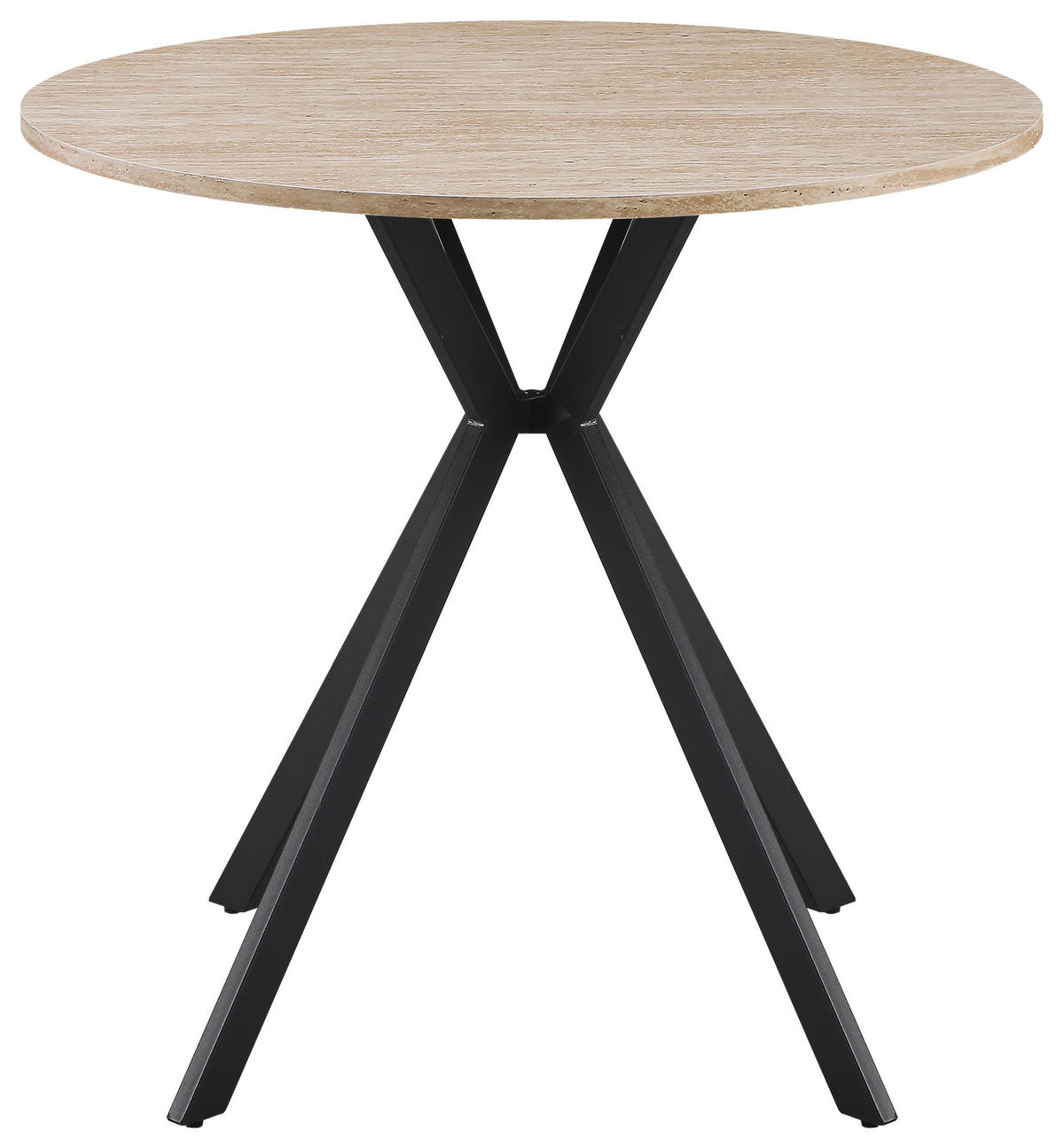 ESSTISCH 80/80/76 cm Nachbildung  Metall, Holzwerkstoff rund Schwarz, Beige  - Beige/Schwarz, Design, Holzwerkstoff/Metall (80/80/76cm) - Milino