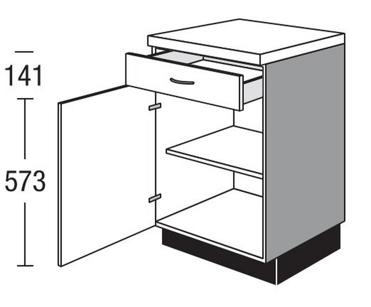 SCHUBKASTENUNTERSCHRANK 60/87,8/57,6 cm  in Weiß  - Edelstahlfarben/Weiß, Basics, Holzwerkstoff/Metall (60/87,8/57,6cm) - Impuls